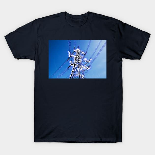 Lightening Strike On Electricity Pylon T-Shirt by tommysphotos